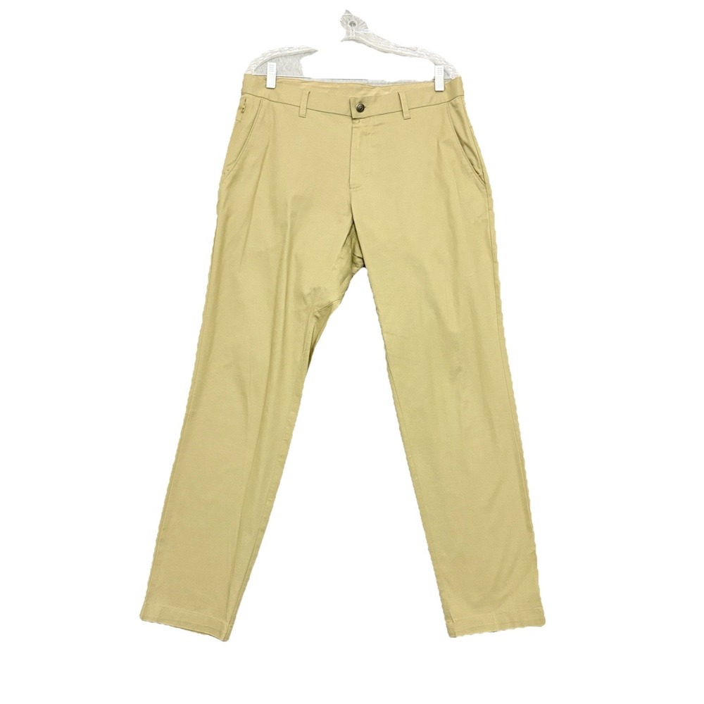 FABLETICS High Side Chino Pants Men 32x32 Tan Stretch Classic Fit Preppy Casual‎